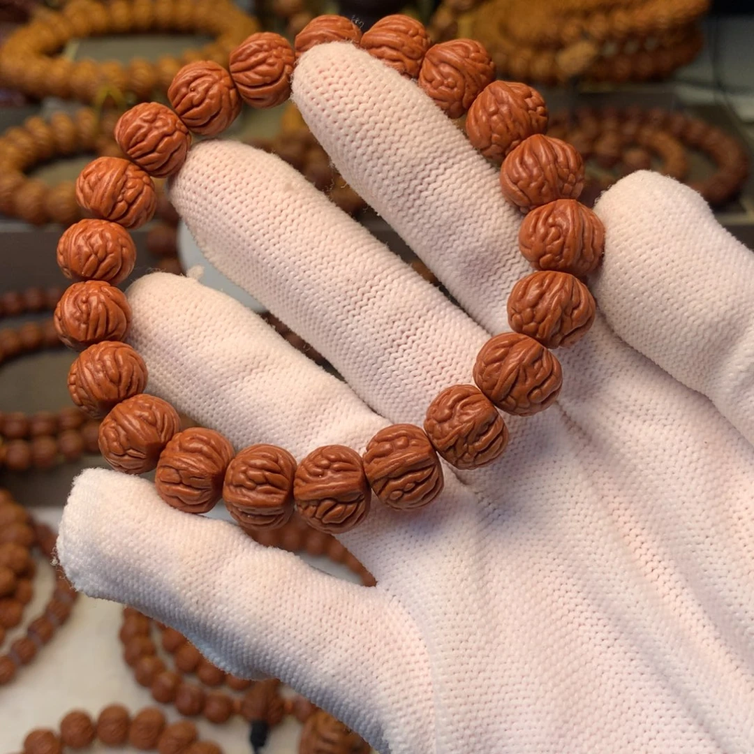 平***安桃核手串秦岭龙纹