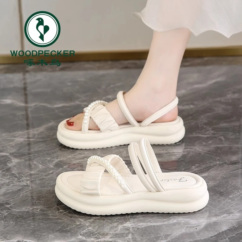 啄木鸟踩屎感凉拖鞋女2025新款夏季外穿配裙子时装仙女风显瘦凉鞋