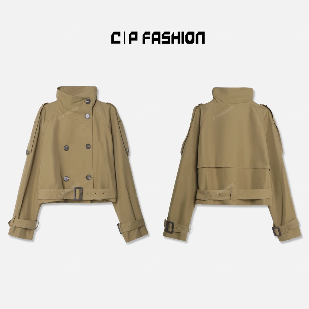 AR丨"梨花雨眠"短款大翻领风衣外套J1J758WT243