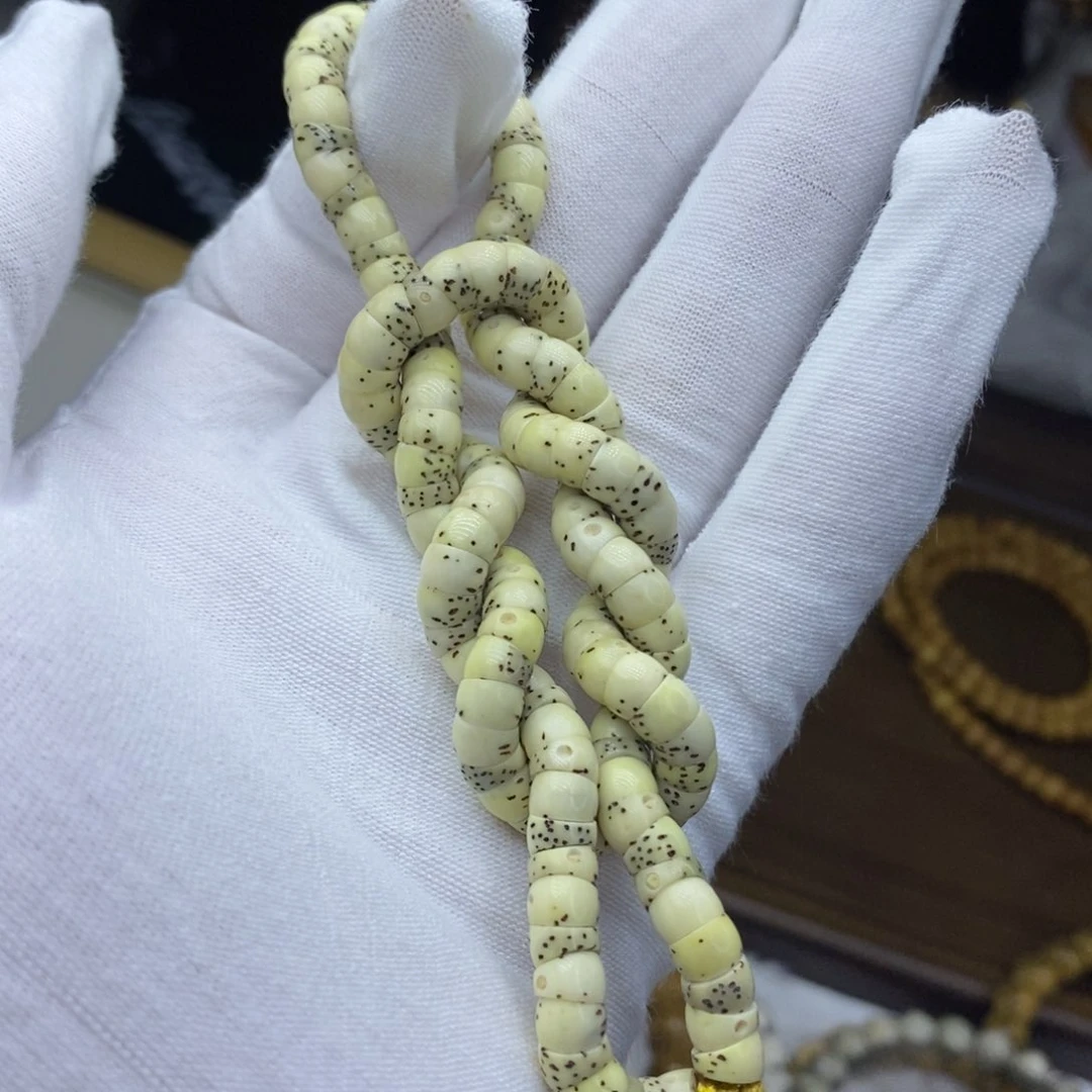 星月菩提手串6瓷白大肠留白月朗星稀