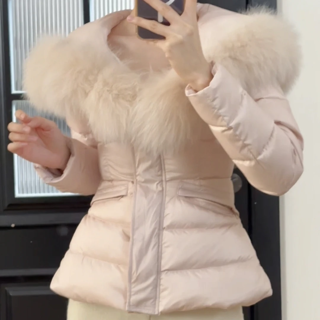 小小仟 [温柔天菜]减龄可拆卸定染狐狸毛 90白鸭绒收腰羽绒服