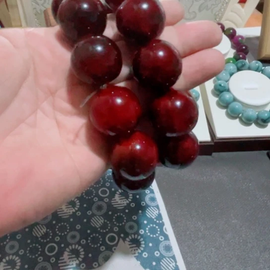 印度野牛角卡2.5红色手串