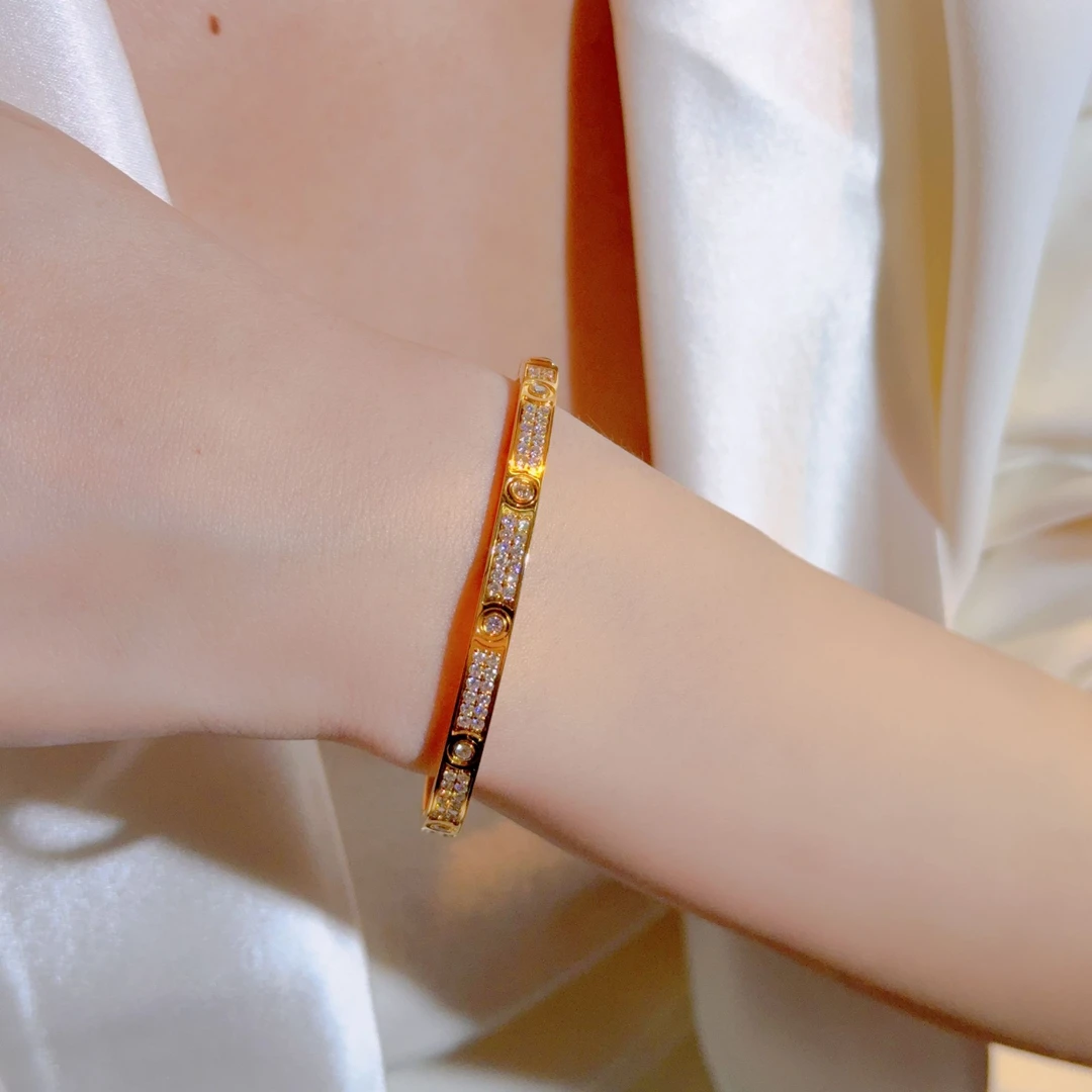 【苏妮法】足金999 窄版满天星满镶手镯5G镶嵌经典时尚百搭气质精致