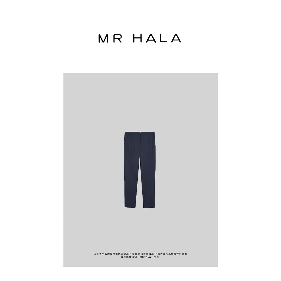 MRHALA  盈和立裁澳毛门孔纽直筒裤女 LK40122