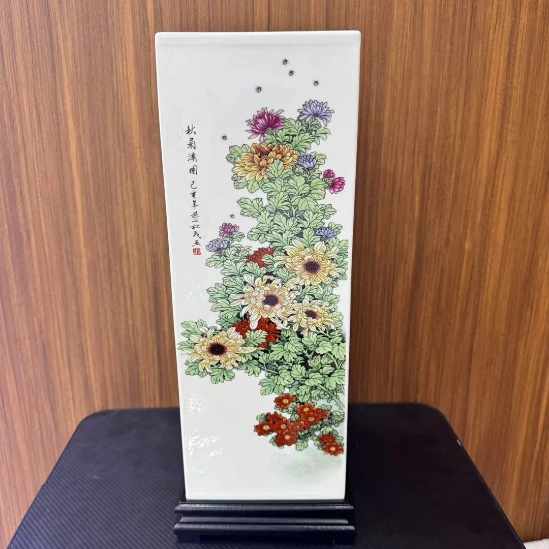 【百善瓷业】四季花鸟粉彩四方尊GH
