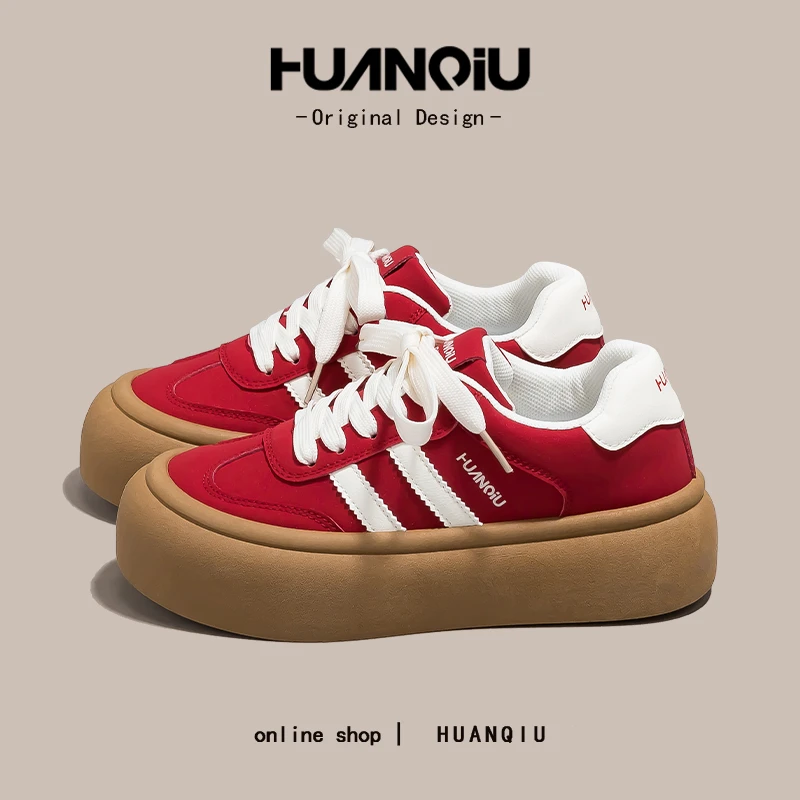 环球百搭双杠潮德训鞋女款2025新款爆款时尚增高显脚小板鞋HC2718