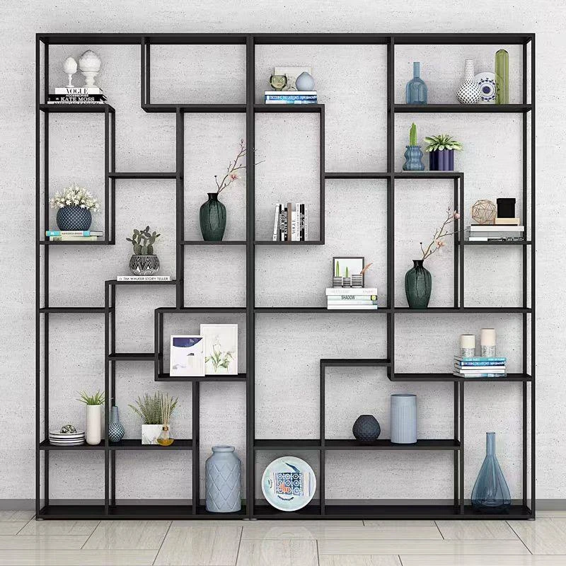 铁艺置物架书架落地客厅玄关博古展示架收纳陈列办公室工业风隔断