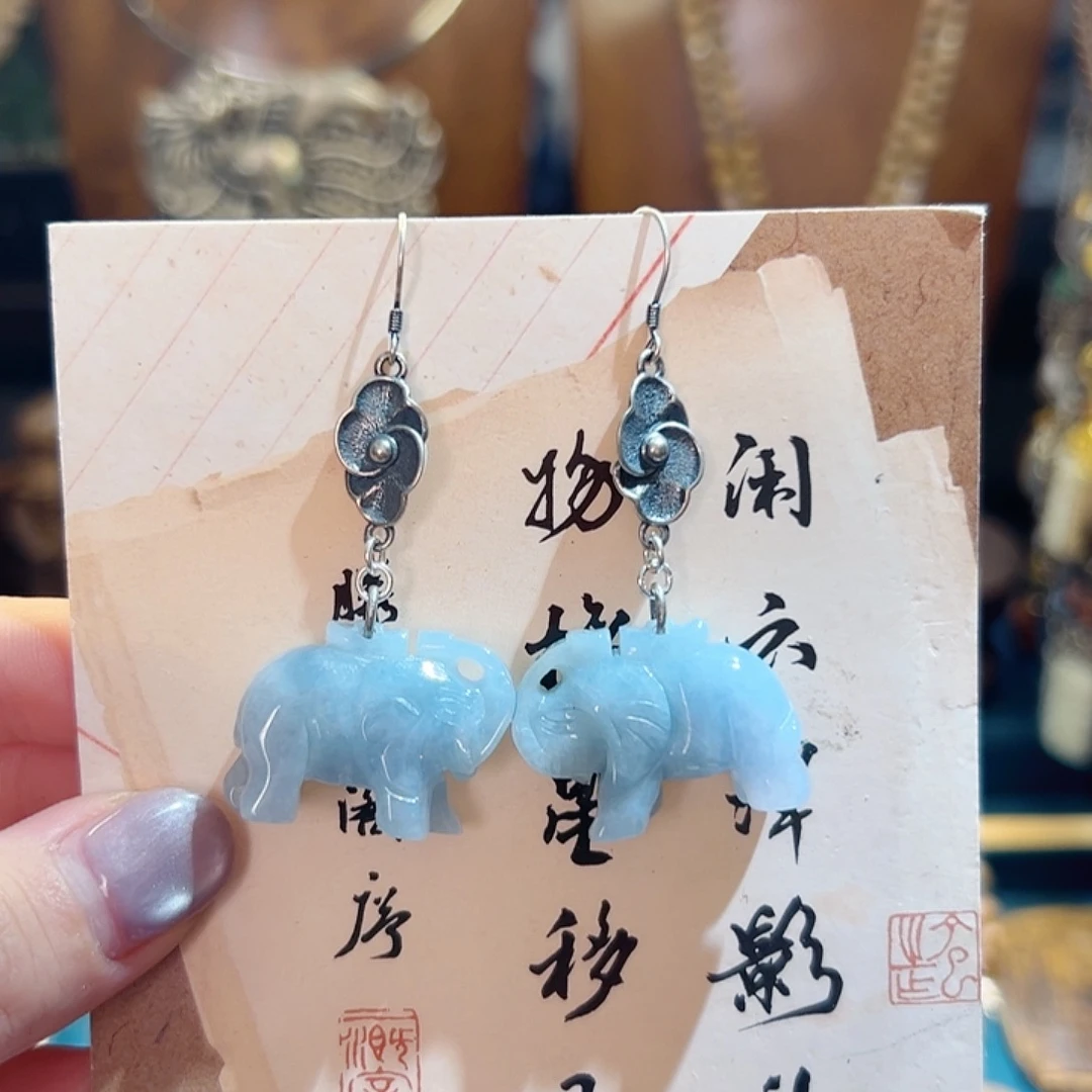 翡翠未镶嵌挂件耳环