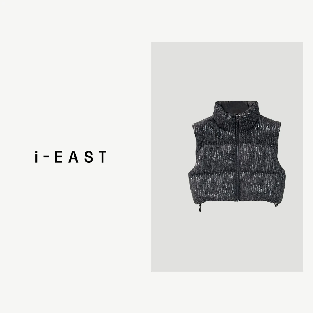 i-EAST 罗纳河畔小镇~满身小亮片羽绒服马甲YR5264