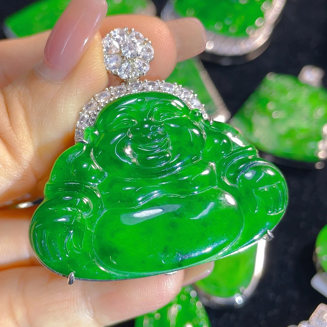 翡翠银S925镶嵌颈饰天然