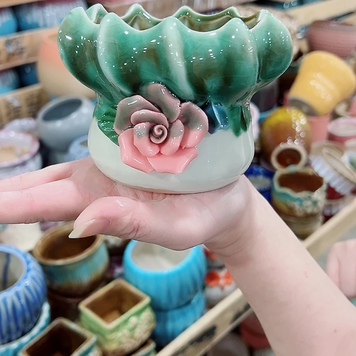 有孔，凑单福利满10元发货陶瓷多肉花盆！