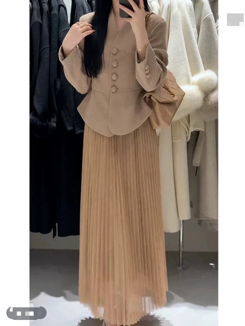 早春名媛千金风轻奢高级感穿搭绝美西装连衣裙套装时尚气质轻熟风