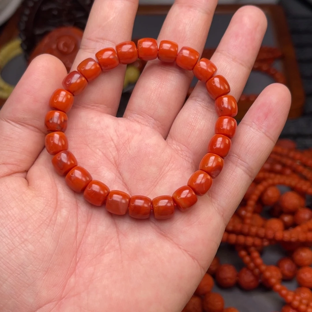 南红玛瑙直切手串卡8毫米未镶嵌