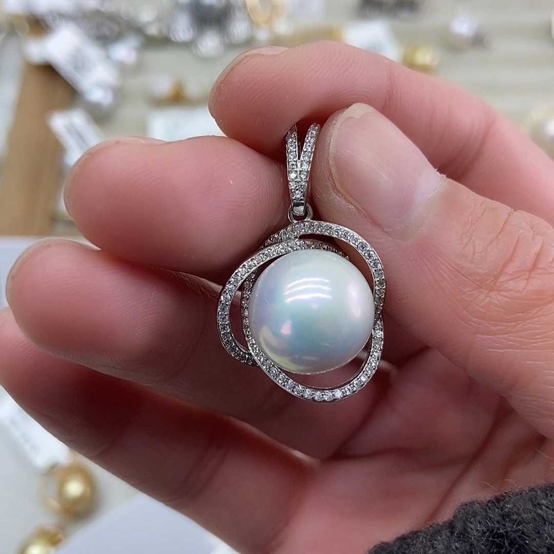 银S925镶嵌吊坠(不含链)淡水珍珠