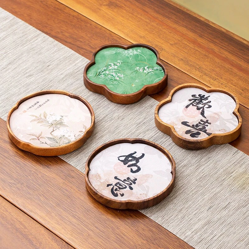 寒舍复古胡桃木壶承如意干泡盘家用功夫茶具茶壶垫隔热盖碗茶拖托