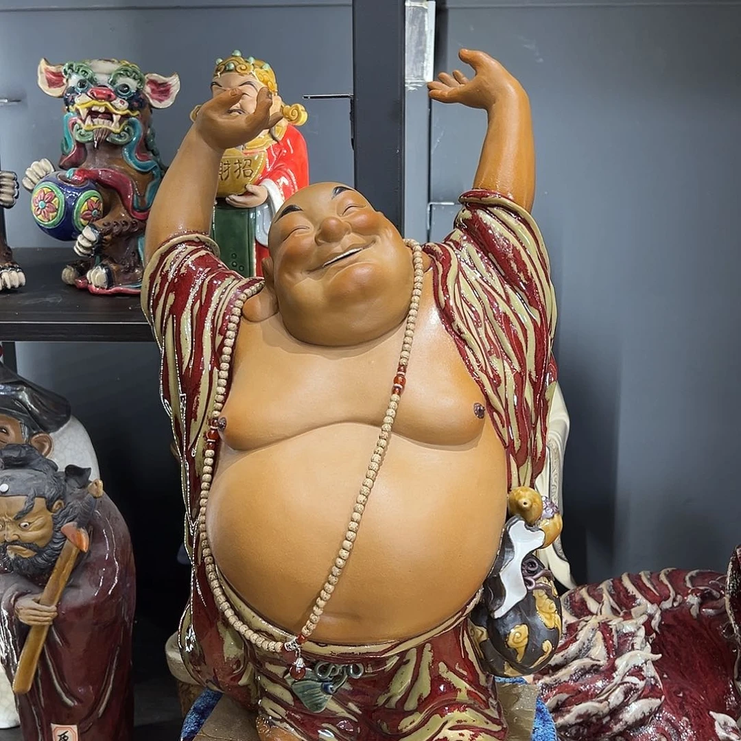 陶笑佛石湾陶艺摆件