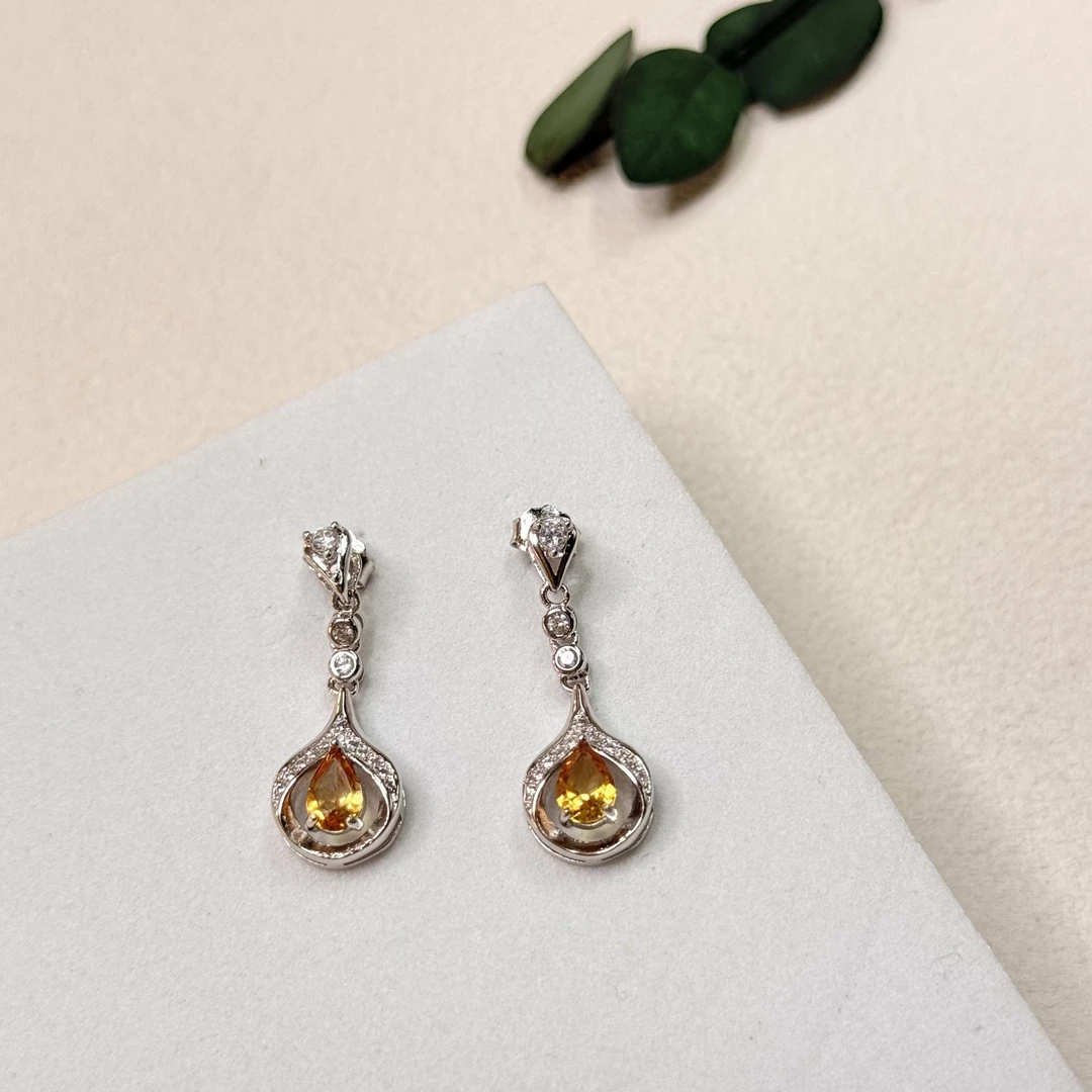 【六六中古】孤品s925黄水晶耳钉ap7153