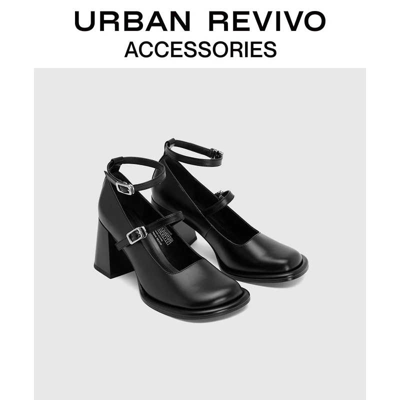URBAN REVIVO2025夏季新款女士甜酷玛丽珍高跟单鞋UAYS50046