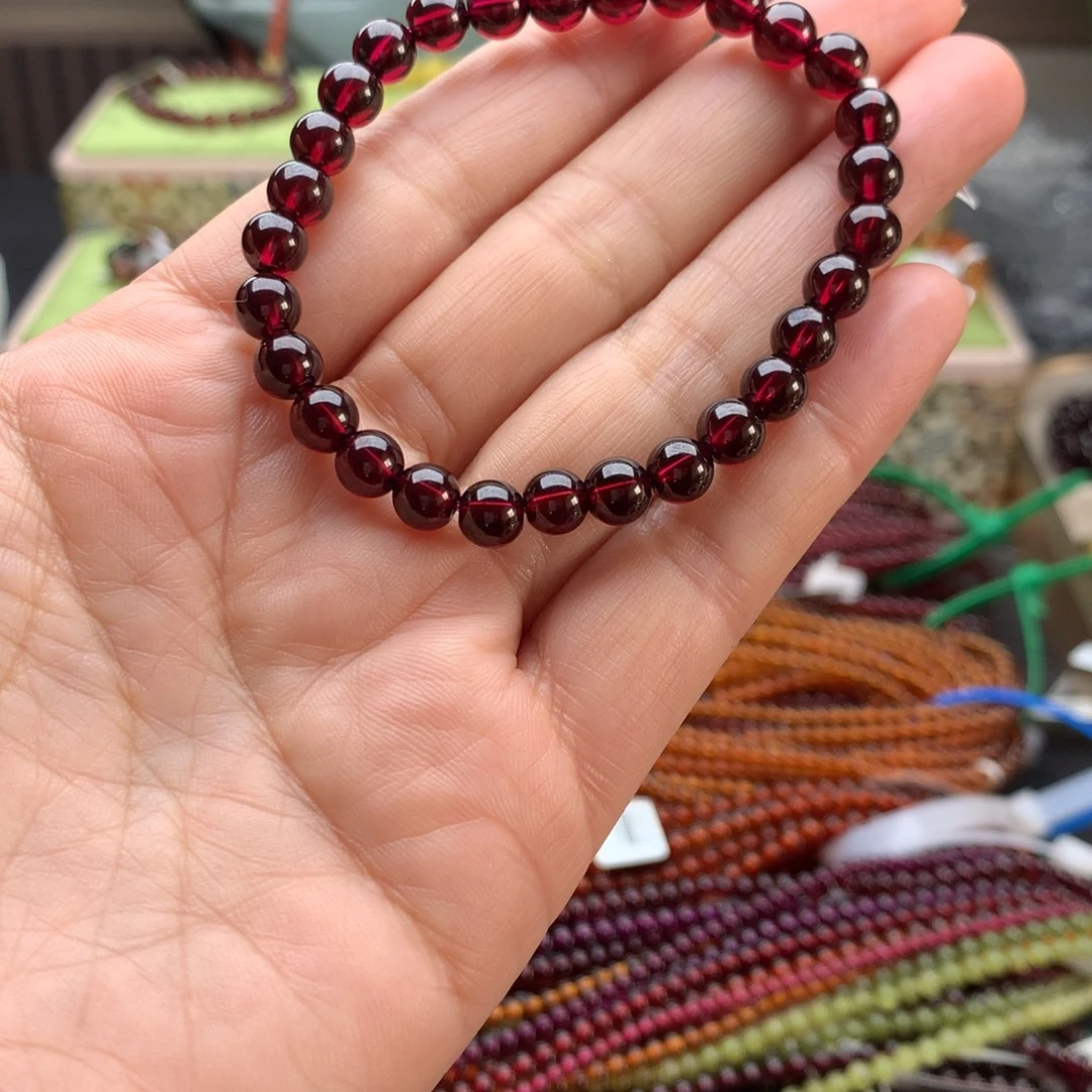 未镶嵌手串石榴石手串6.5