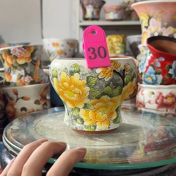 景德镇幸运花盆手绘盆