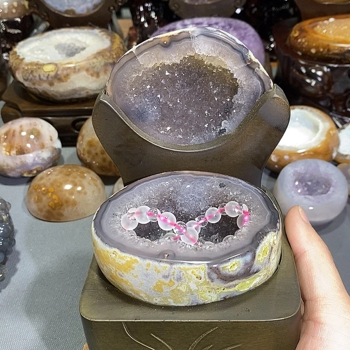 紫晶摆件未镶嵌聚宝盆