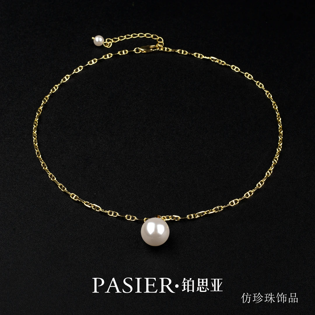 铜合金合成锆石项链 铜合金 立方氧化锆 铂思亚 [星光]项链BD7288