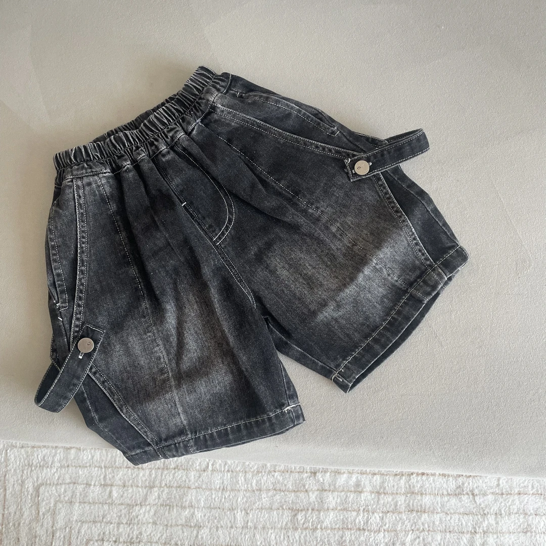 黑色牛仔短裤儿童砂洗柔软短裤