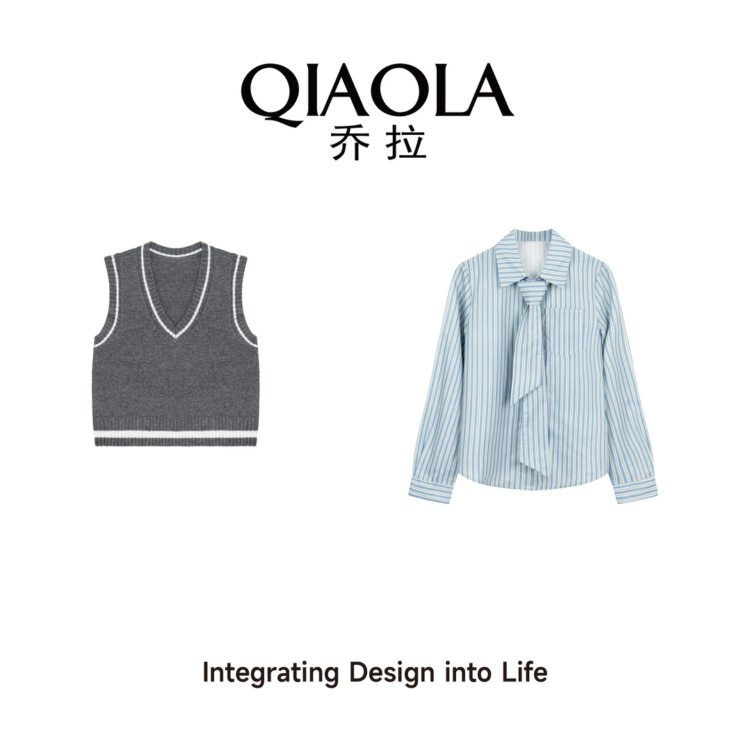 QIAOLA/乔拉【水色如暮】春季新款马海毛简约气质淑女风套装预售