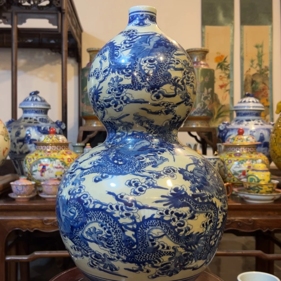 星***语盘精品青花祥云龙纹葫芦瓶