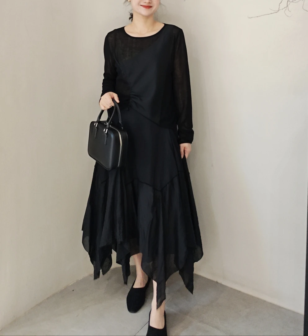 ZHANG&YG 新款百搭氛围感拼接不规则网纱半身裙 1103