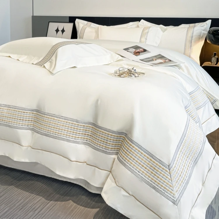 水星高端系列家纺七星级酒店风180支纯棉床单四件套亲肤裸睡全棉