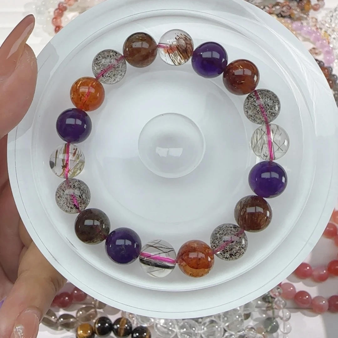 水晶手串未镶嵌023黑加仑超七水晶11m