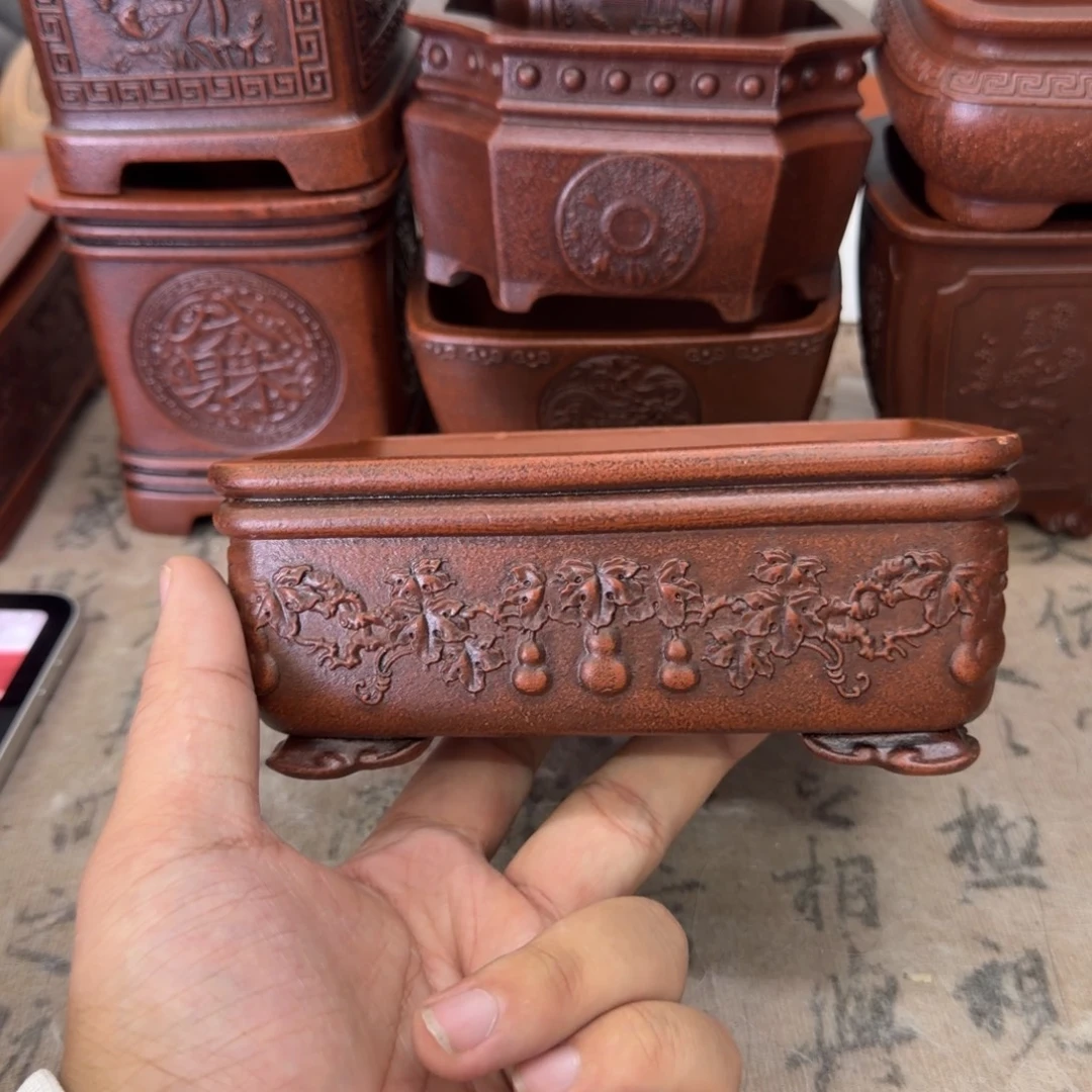 紫砂花盆14x10x5内经紫砂花盆