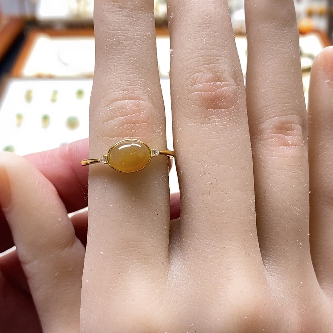 和田玉戒指银S925镶嵌