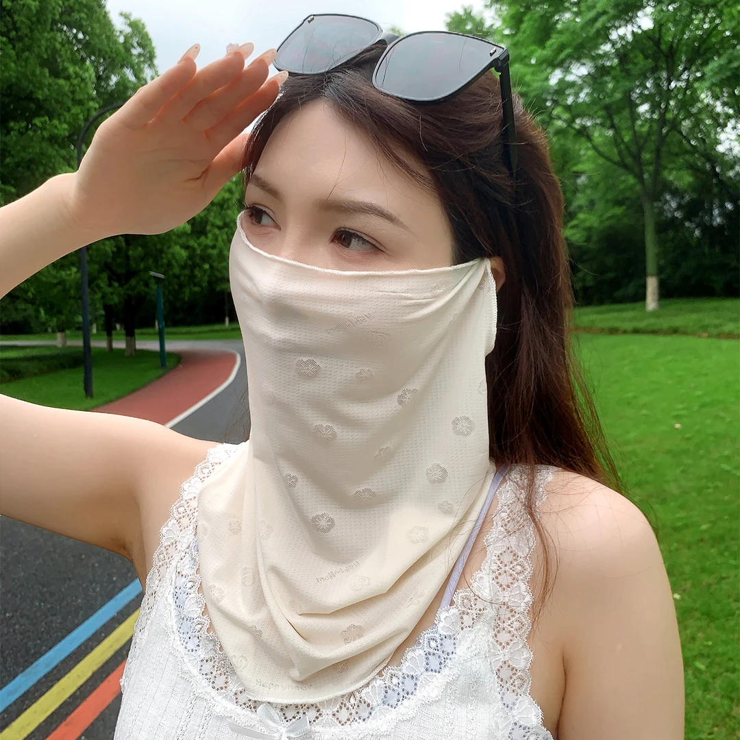防晒面罩全脸防紫外线夏季冰丝口罩女遮脸护颈一体脸基尼骑车面纱