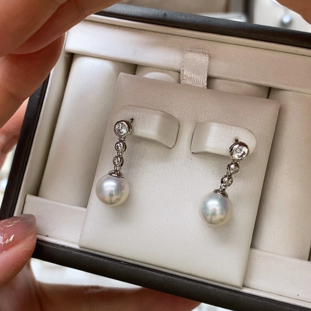 淡水珍珠耳饰银S925镶嵌