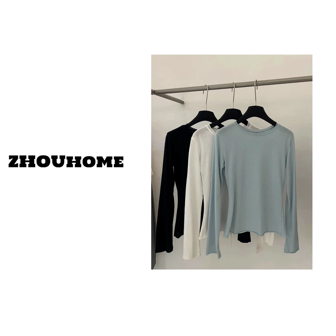 【周周服饰】韩货基础百搭圆领长袖T恤打底衫女春季新款