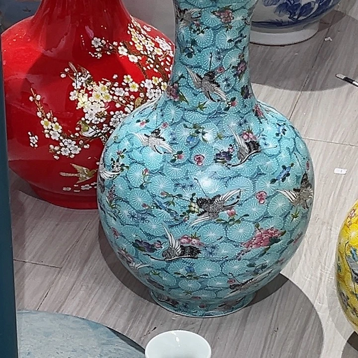 摆件两个大号仙鹤瓶