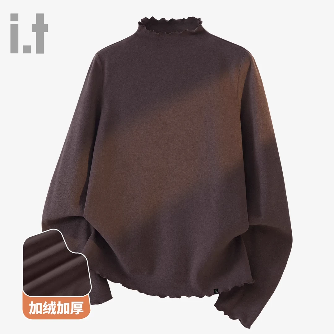 it FINGERCROXX木耳领长袖打底衫女冬季2025新款内搭保暖t恤女款