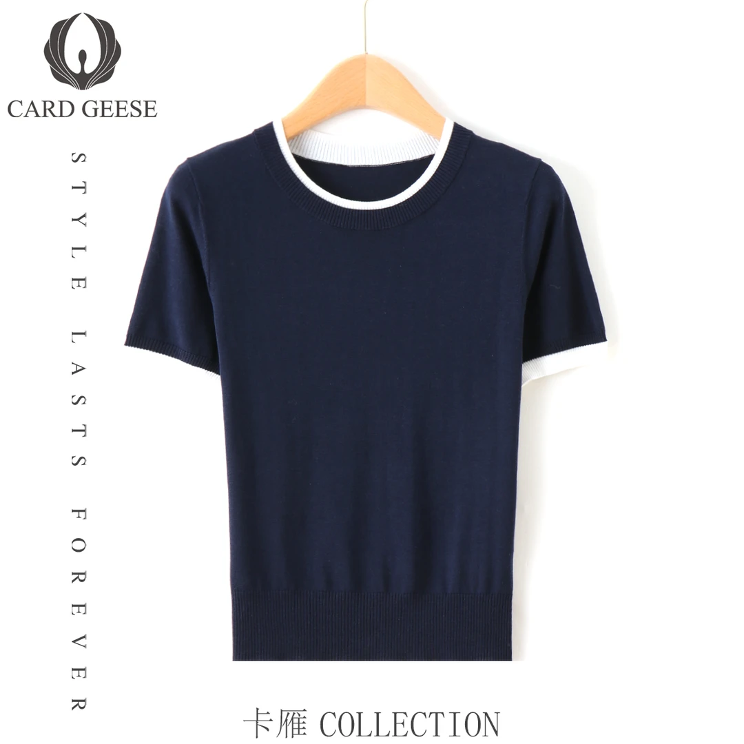 Card&Geese/卡雁圆领宽松短袖针织套头上衣MYJ-25M1020-T7572A