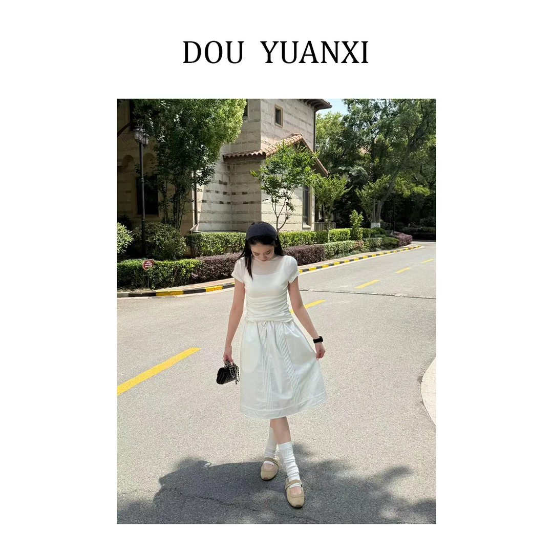 窦元囍简约蕾丝短裙牛仔甜美清新百搭潮流女装半身裙夏季休闲