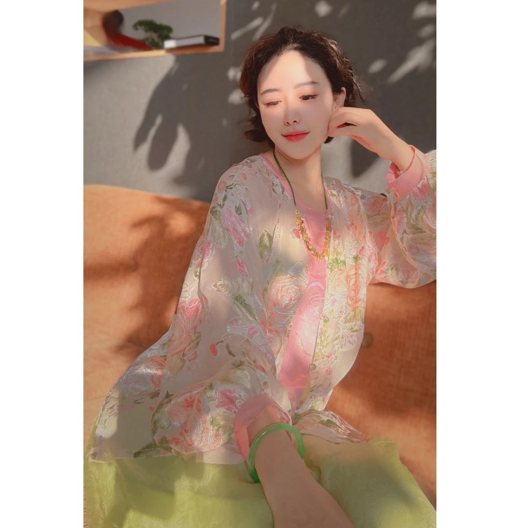 莫奈花园油画系列衬衫