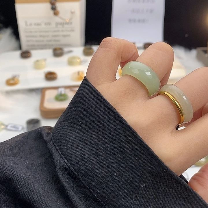 和田玉未镶嵌戒指Z23奶绿轮胎17.1