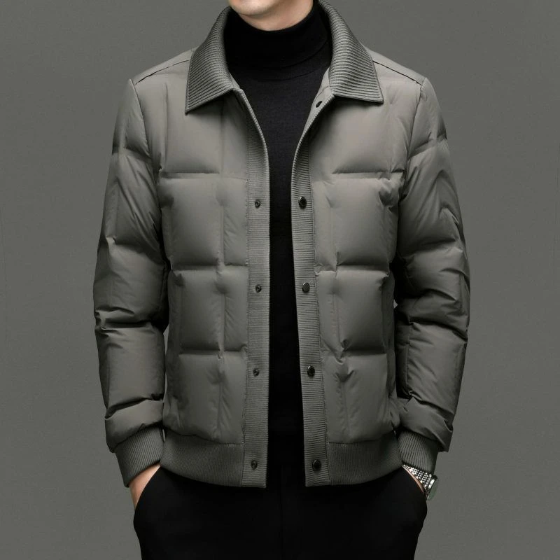潮流男士羽绒服男外套绒轻奢中年羽绒休闲翻领商务90羽绒服爸爸