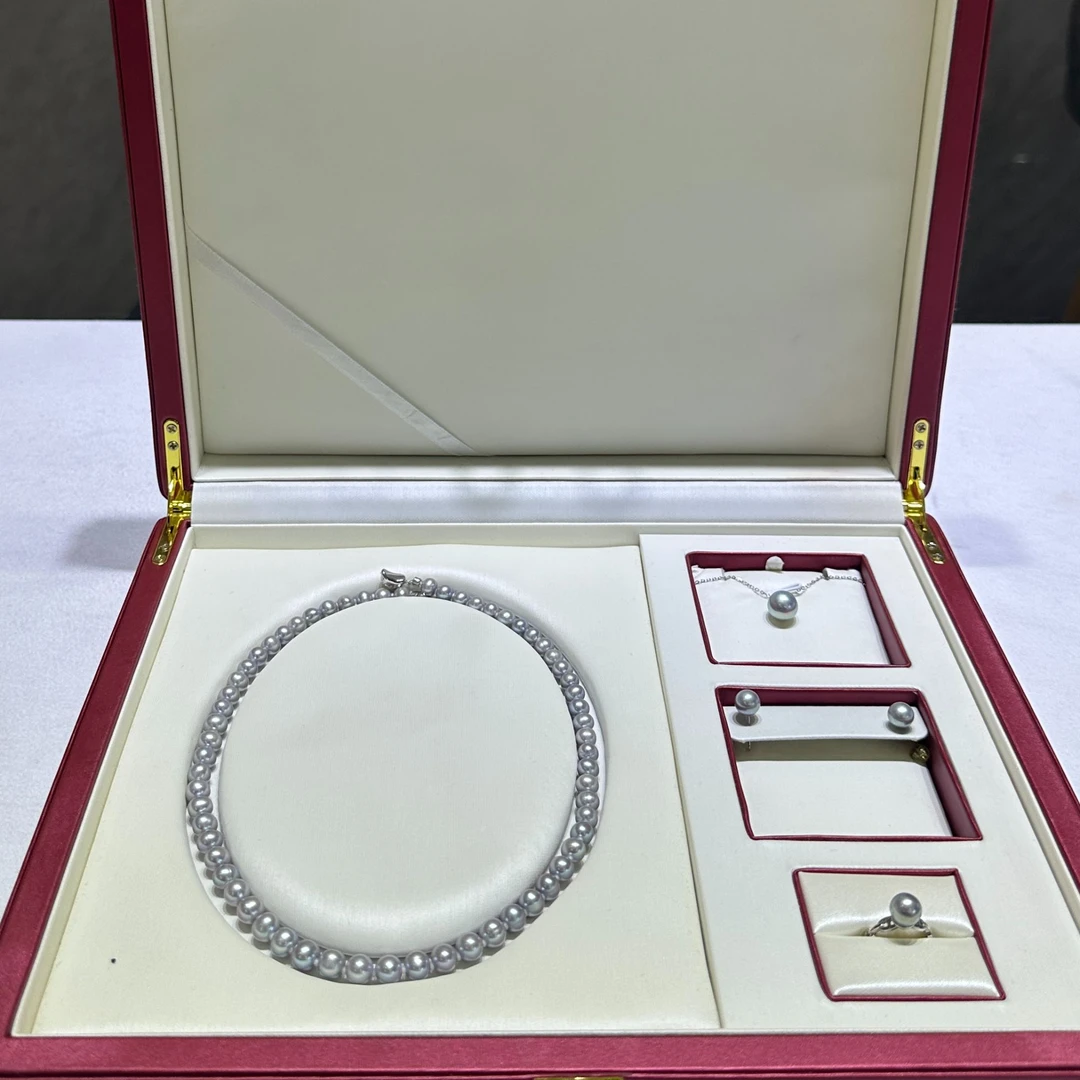 【福利专属】淡水铂金灰珍珠全珠链赠吊坠赠耳钉赠戒指【多样性发货】