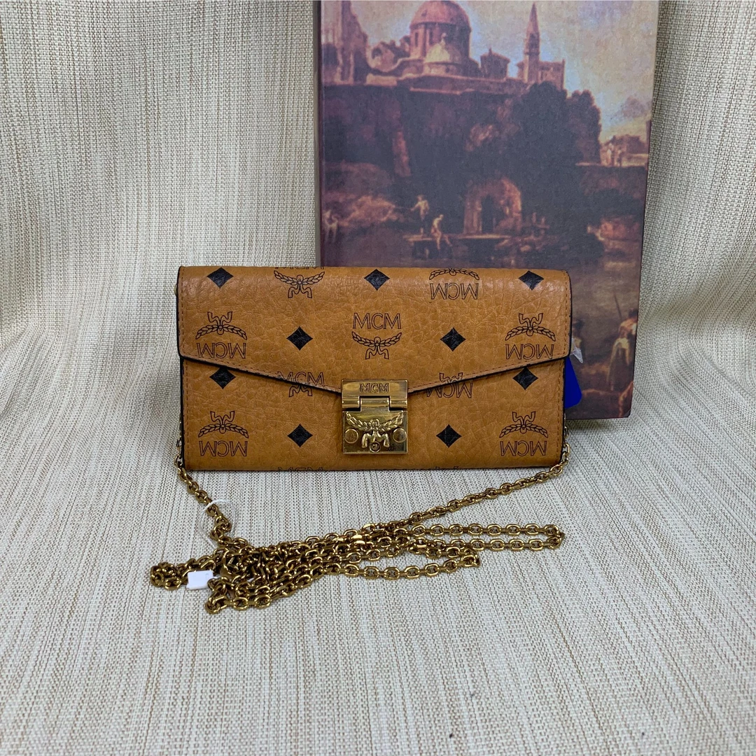95新 MCM 干邑色信封包/SD09511055/1055