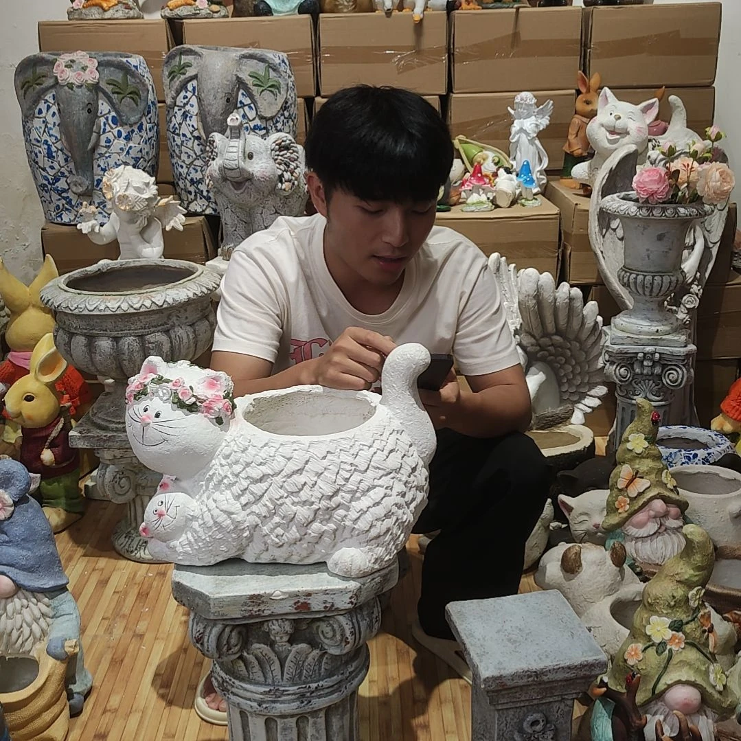 合成树脂母子猫咪花盆