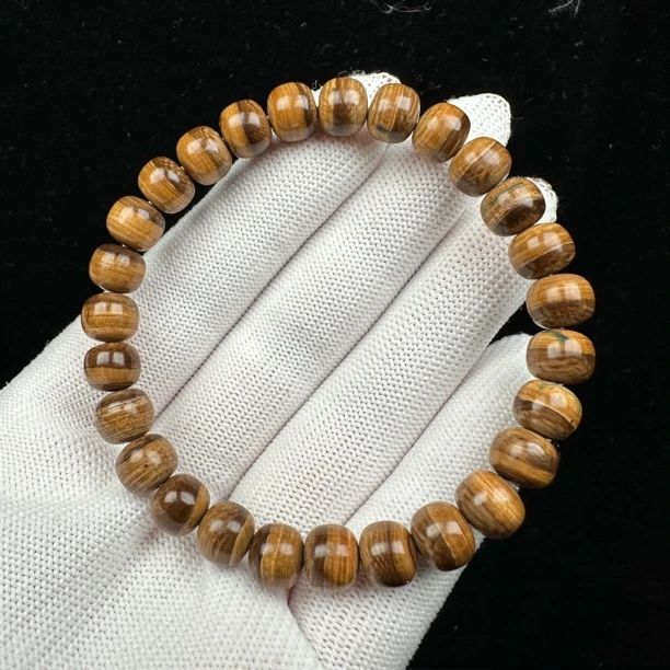 Q1348天然猛犸牙 咖料手串 8X7mm支持鉴定 假一罚四