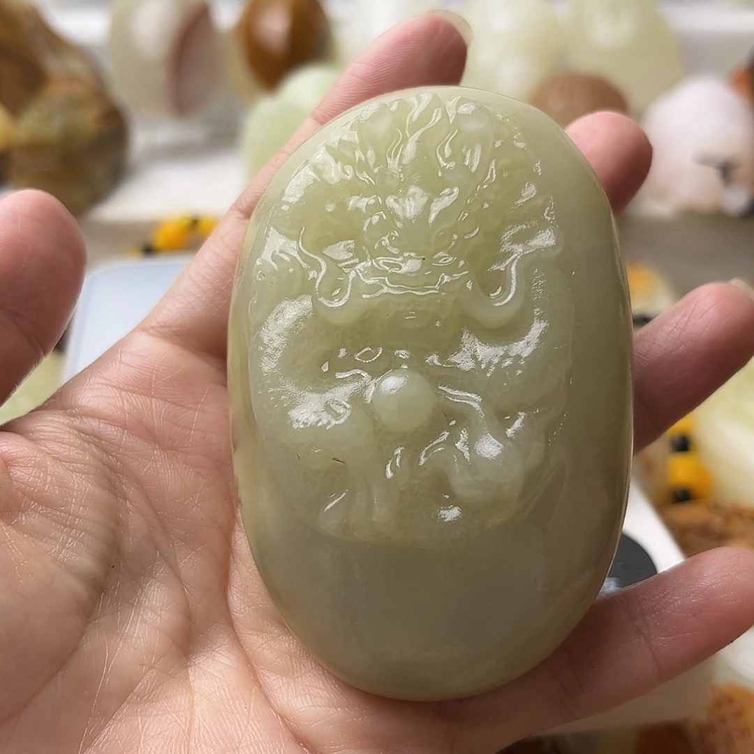 石材方解石手把摆件不退换龙微瑕