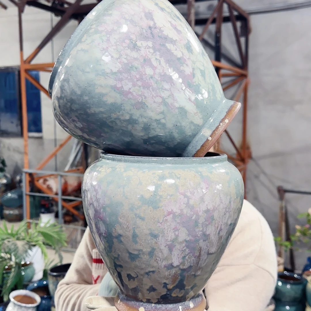 紫砂花盆高21口16